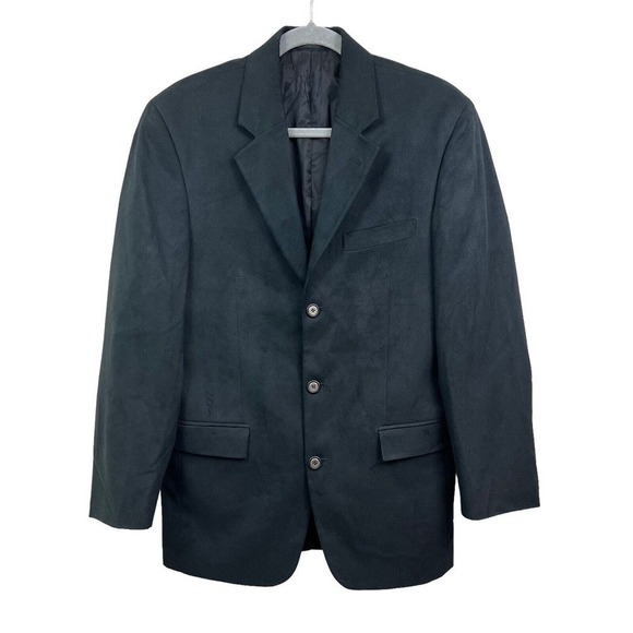 Andrew Fezza New York Sports Coat Men‎ Faux Suede Flap Pockets Lined Black 36R - Picture 1 of 6